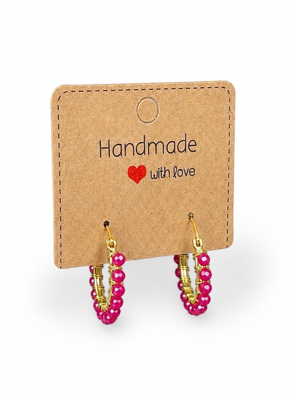 Handmade Wire Wrapped Ruby Hoops